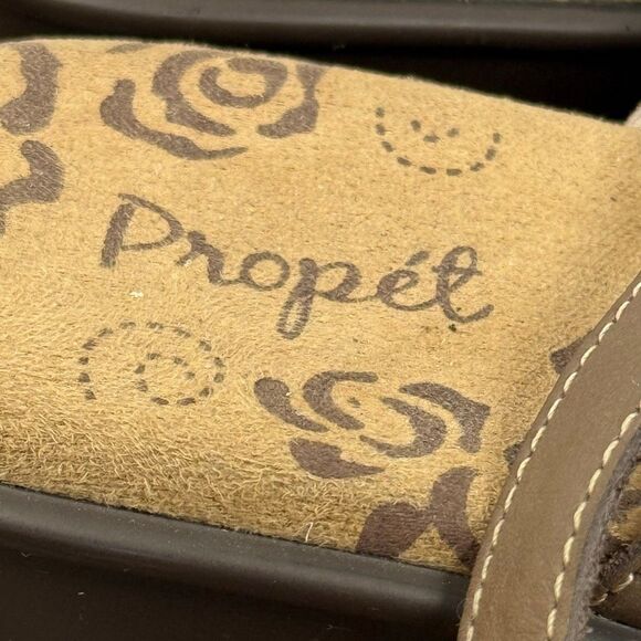 Propet Womens 2” wedge heel khaki leather sandal size 10 - Picture 3 of 8